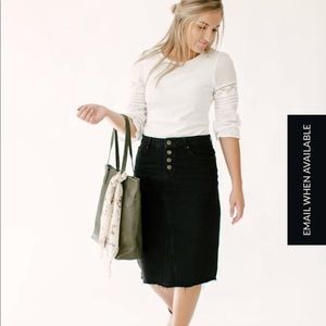 Black denim skirt